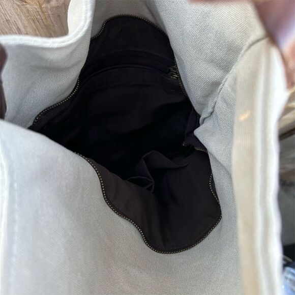 Jesslyn Blake Beige Canvas Leather Crossbody Messenger Bag Unisex - Picture 10 of 15